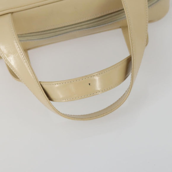GUCCI Hand Bag Patent leather 2way Beige Silver 000 1274 0505 Auth 155235