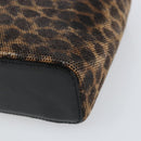 LOEWE Leopard Vanity Hand Bag Leather Black Gold Auth 155236-8