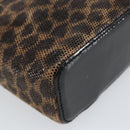 LOEWE Leopard Vanity Hand Bag Leather Black Gold Auth 155236-15