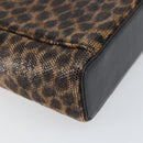LOEWE Leopard Vanity Hand Bag Leather Black Gold Auth 155236-17