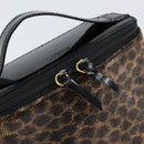 LOEWE Leopard Vanity Hand Bag Leather Black Gold Auth 155236-18