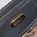 LOEWE Leopard Vanity Hand Bag Leather Black Gold Auth 155236-19