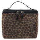 LOEWE Leopard Vanity Hand Bag Leather Black Gold Auth 155236-13