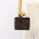 LOEWE Leopard Vanity Hand Bag Leather Black Gold Auth 155236-22