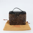LOEWE Leopard Vanity Hand Bag Leather Black Gold Auth 155236-12