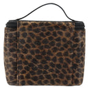 LOEWE Leopard Vanity Hand Bag Leather Black Gold Auth 155236-2