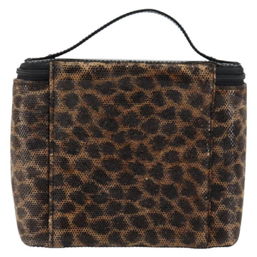 LOEWE Leopard Vanity Hand Bag Leather Black Gold Auth 155236 - 0