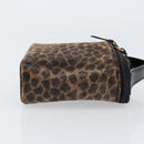 LOEWE Leopard Vanity Hand Bag Leather Black Gold Auth 155236-3