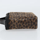 LOEWE Leopard Vanity Hand Bag Leather Black Gold Auth 155236-4