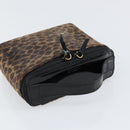 LOEWE Leopard Vanity Hand Bag Leather Black Gold Auth 155236-6