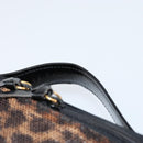 LOEWE Leopard Vanity Hand Bag Leather Black Gold Auth 155236-14