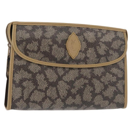 SAINT LAURENT Clutch Bag PVC Leather Beige Auth 155237