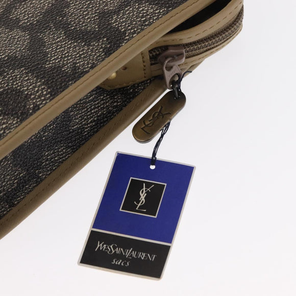 SAINT LAURENT Clutch Bag PVC Leather Beige Auth 155237