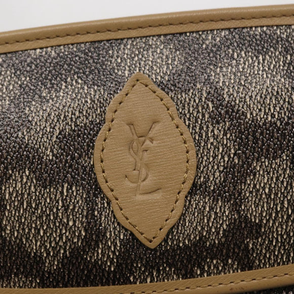 SAINT LAURENT Clutch Bag PVC Leather Beige Auth 155237