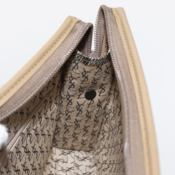 SAINT LAURENT Clutch Bag PVC Leather Beige Auth 155237