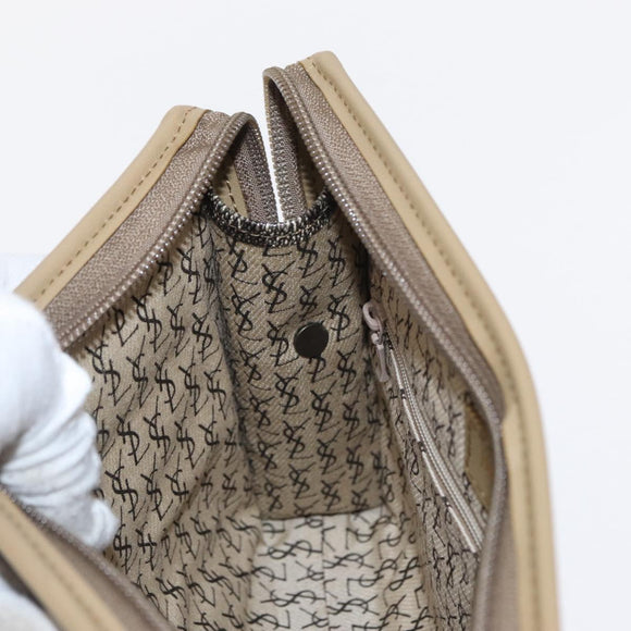 SAINT LAURENT Clutch Bag PVC Leather Beige Auth 155237