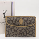 SAINT LAURENT Clutch Bag PVC Leather Beige Auth 155237-20