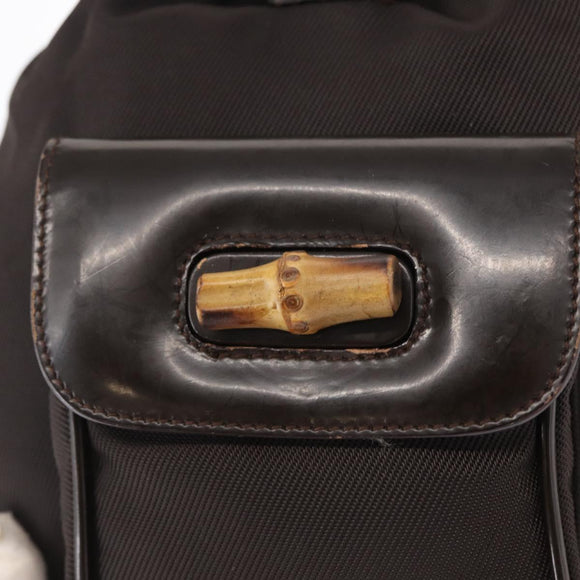GUCCI Bamboo Mini Backpack Nylon Black Silver 003 1705 0030 Auth 155239