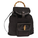 GUCCI Bamboo Mini Backpack Nylon Black Silver 003 1705 0030 Auth 155239-1