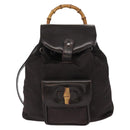 GUCCI Bamboo Mini Backpack Nylon Black Silver 003 1705 0030 Auth 155239-13