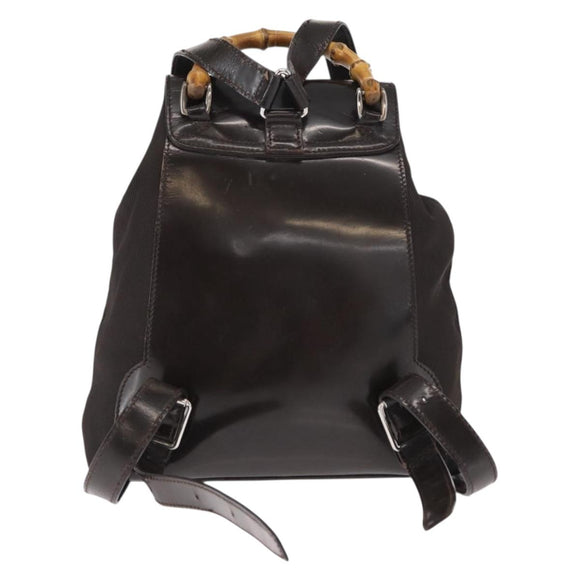 GUCCI Bamboo Mini Backpack Nylon Black Silver 003 1705 0030 Auth 155239