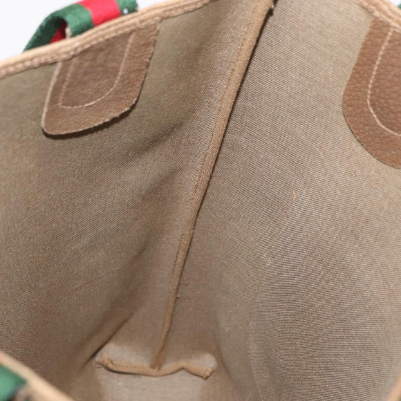 GUCCI GG Supreme Web Sherry Line Bag PVC Beige Red Green 02 003 53 Auth 155240