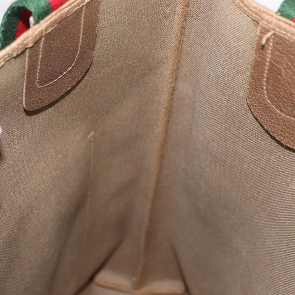 GUCCI GG Supreme Web Sherry Line Bag PVC Beige Red Green 02 003 53 Auth 155240