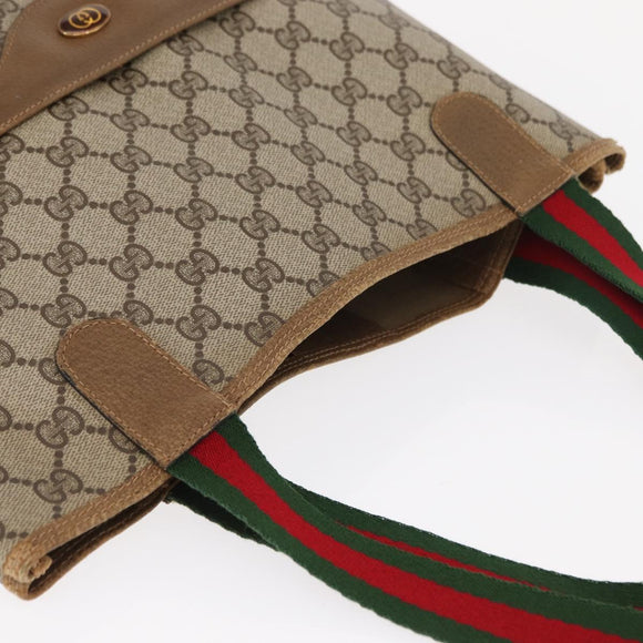GUCCI GG Supreme Web Sherry Line Bag PVC Beige Red Green 02 003 53 Auth 155240