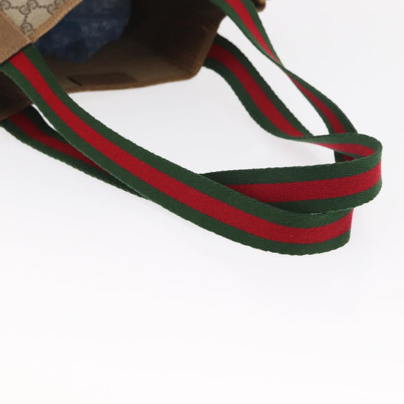 GUCCI GG Supreme Web Sherry Line Bag PVC Beige Red Green 02 003 53 Auth 155240