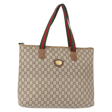GUCCI GG Plus Supreme Web Sherry Line Tote Bag PVC Beige Red Green Auth 155241