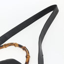 GUCCI Bamboo Hand Bag Leather 2way Black Gold Auth 155242-9
