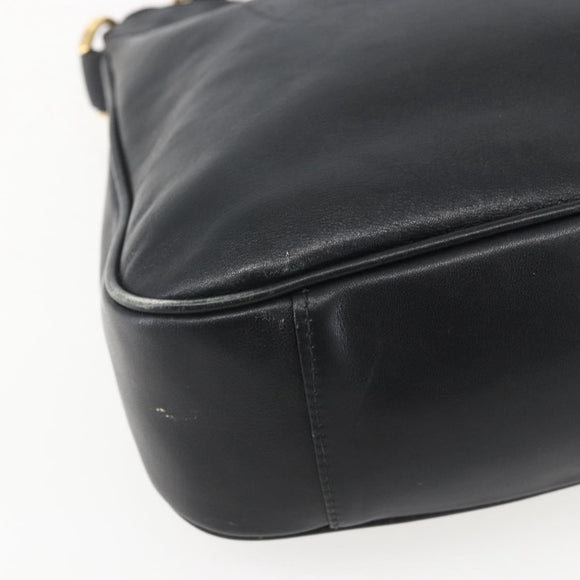 GUCCI Bamboo Hand Bag Leather 2way Black Gold Auth 155242