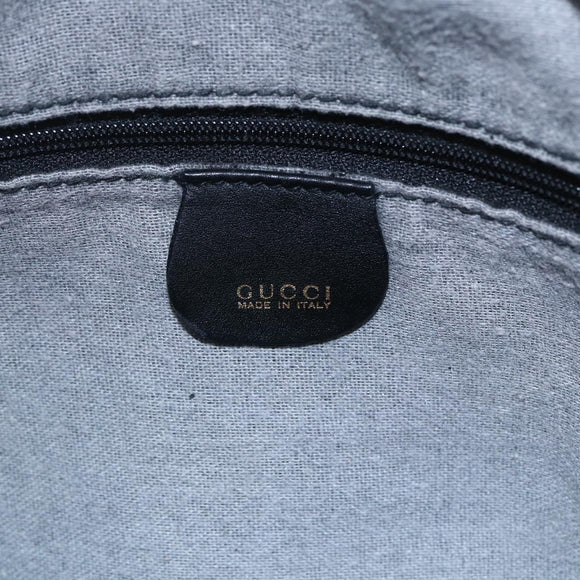 GUCCI Bamboo Hand Bag Leather 2way Black Gold Auth 155242