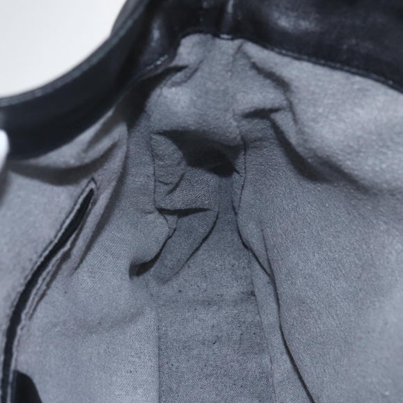 GUCCI Bamboo Hand Bag Leather 2way Black Gold Auth 155242