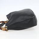 GUCCI Bamboo Hand Bag Leather 2way Black Gold Auth 155242-3