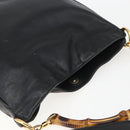 GUCCI Bamboo Hand Bag Leather 2way Black Gold Auth 155242-6