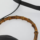 GUCCI Bamboo Hand Bag Leather 2way Black Gold 001 1577 Auth 155243-10