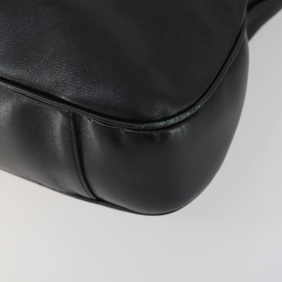 GUCCI Bamboo Hand Bag Leather 2way Black Gold 001 1577 Auth 155243