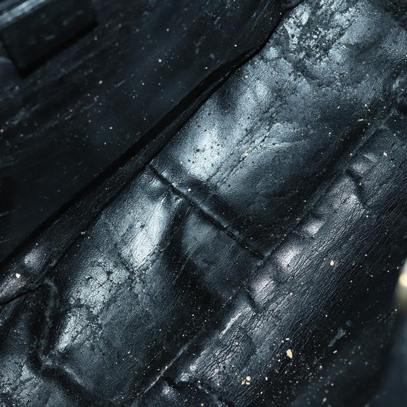 GUCCI Bamboo Hand Bag Leather 2way Black Gold 001 1577 Auth 155243