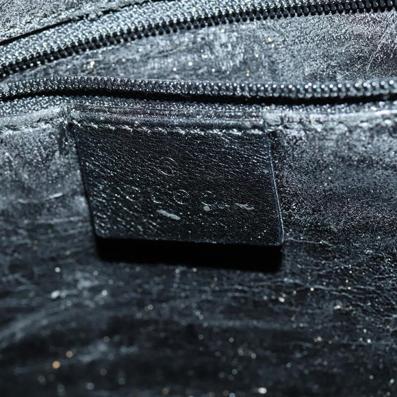 GUCCI Bamboo Hand Bag Leather 2way Black Gold 001 1577 Auth 155243