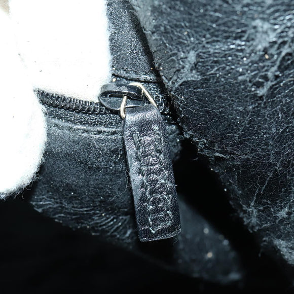 GUCCI Bamboo Hand Bag Leather 2way Black Gold 001 1577 Auth 155243