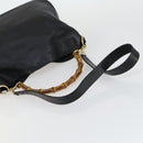 GUCCI Bamboo Hand Bag Leather 2way Black Gold 001 1577 Auth 155243-7