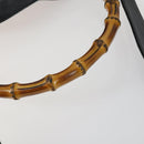 GUCCI Bamboo Hand Bag Leather 2way Black Gold 001 1577 Auth 155243-9