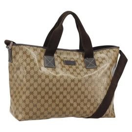 GUCCI GG Crystal Tote Bag Coated Canvas Brown 257298 Auth 155244