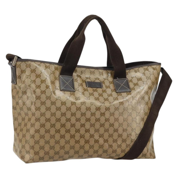 GUCCI GG Crystal Tote Bag Coated Canvas Brown 257298 Auth 155244