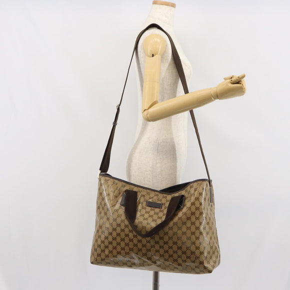 GUCCI GG Crystal Tote Bag Coated Canvas Brown 257298 Auth 155244