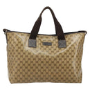 GUCCI GG Crystal Tote Bag Coated Canvas Brown 257298 Auth 155244-13