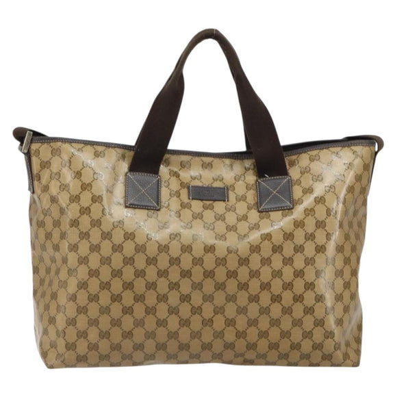 GUCCI GG Crystal Tote Bag Coated Canvas Brown 257298 Auth 155244