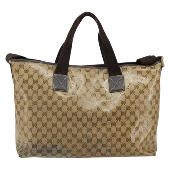 GUCCI GG Crystal Tote Bag Coated Canvas Brown 257298 Auth 155244