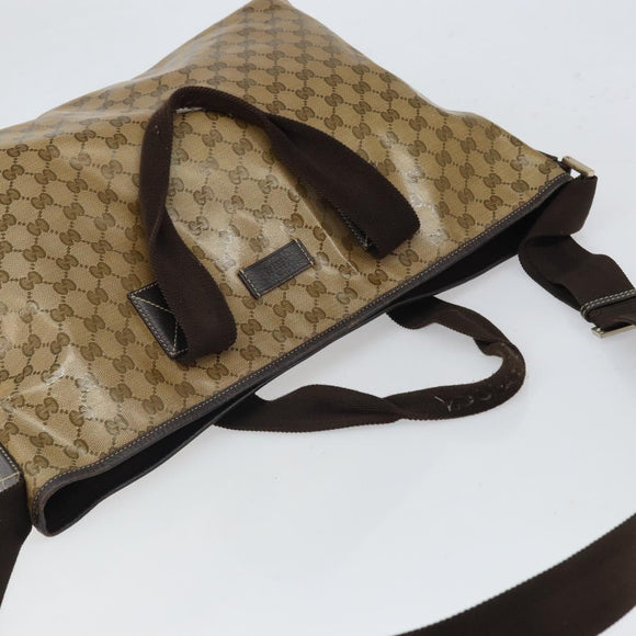 GUCCI GG Crystal Tote Bag Coated Canvas Brown 257298 Auth 155244